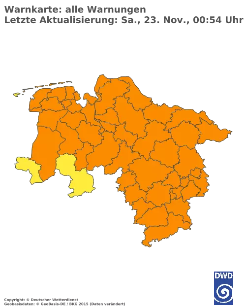 Aktuelle Wetterwarnungen für  Hannover