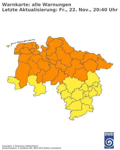 Aktuelle Wetterwarnungen für  Hannover