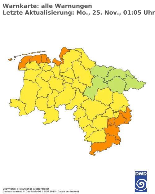 Aktuelle Wetterwarnungen für  Hannover