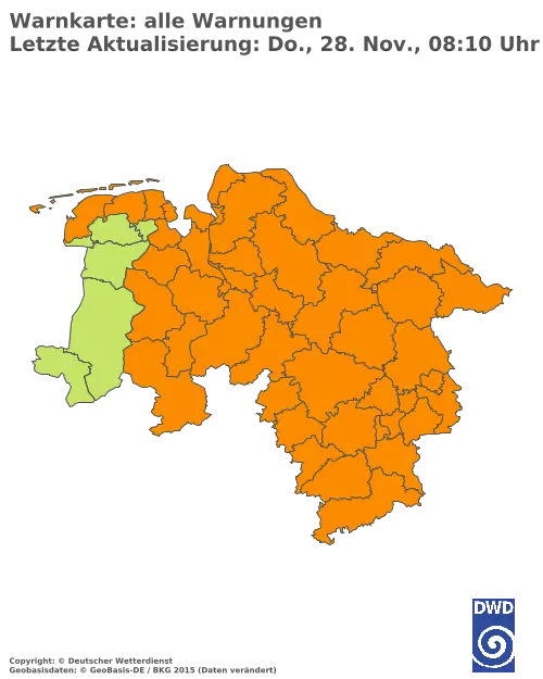 Aktuelle Wetterwarnungen für  Hannover