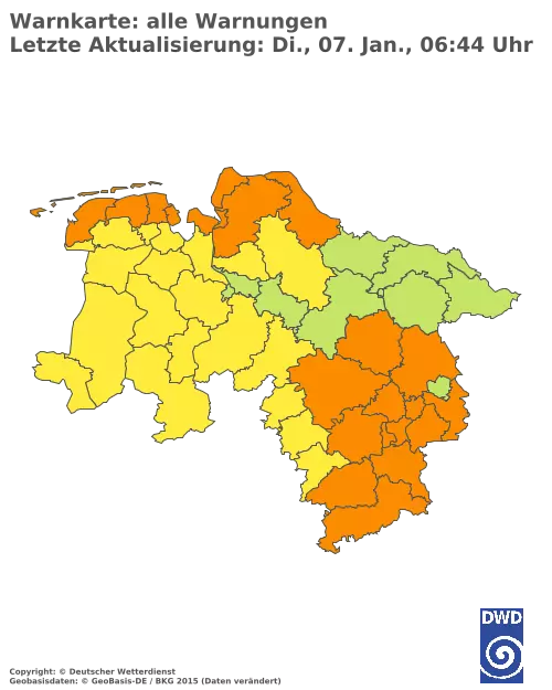 Aktuelle Wetterwarnungen für  Hannover