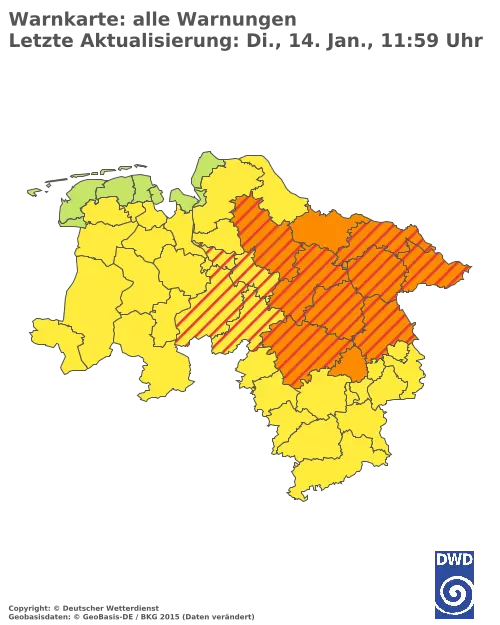 Aktuelle Wetterwarnungen für  Hannover