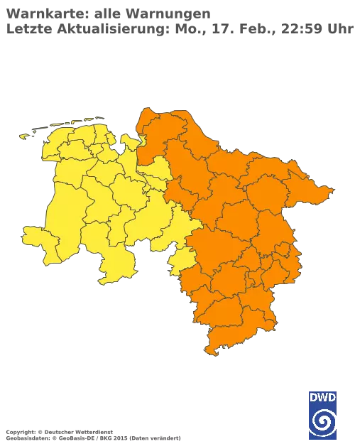 Aktuelle Wetterwarnungen für  Hannover